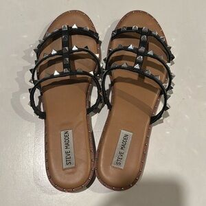 Steve Madden black studded slides